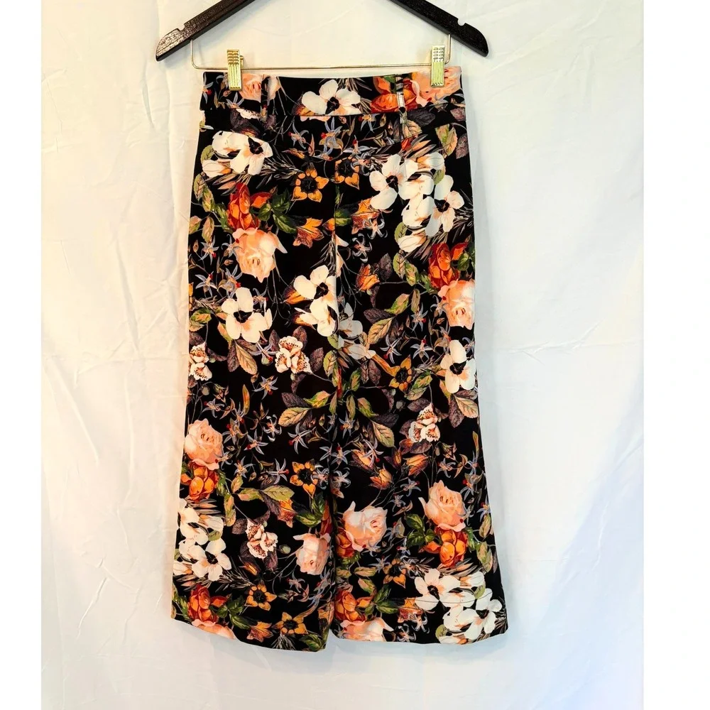 INC International Concepts Floral Wide Leg High Waist Cropped Pants 2 Artsy Boho
